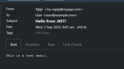 Screenshot of MailPit