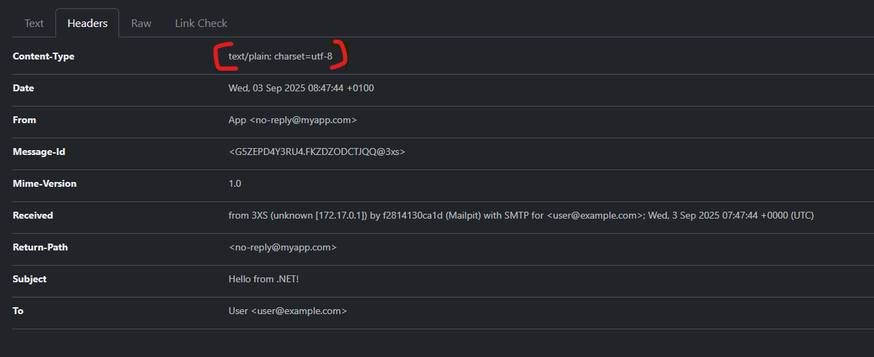 Screenshot of MailPit