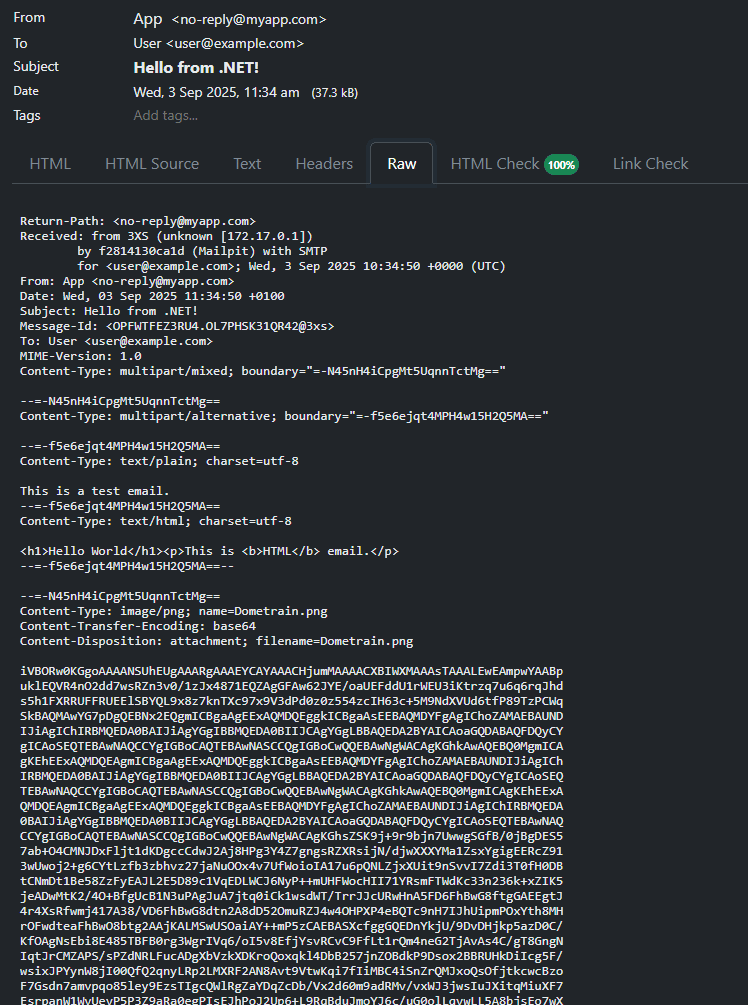 Screenshot of MailPit