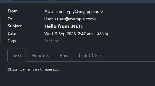 Screenshot of MailPit