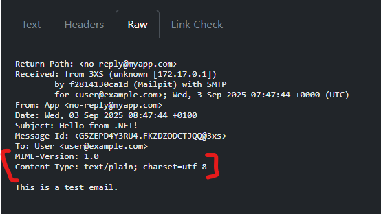 Screenshot of MailPit
