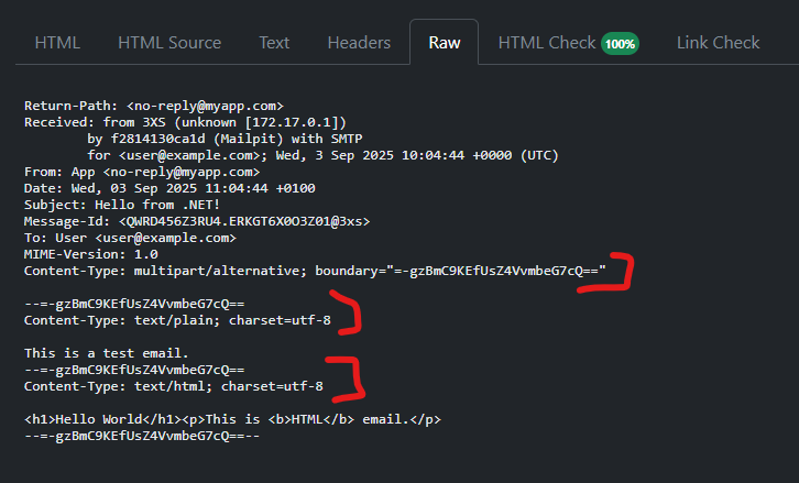 Screenshot of MailPit