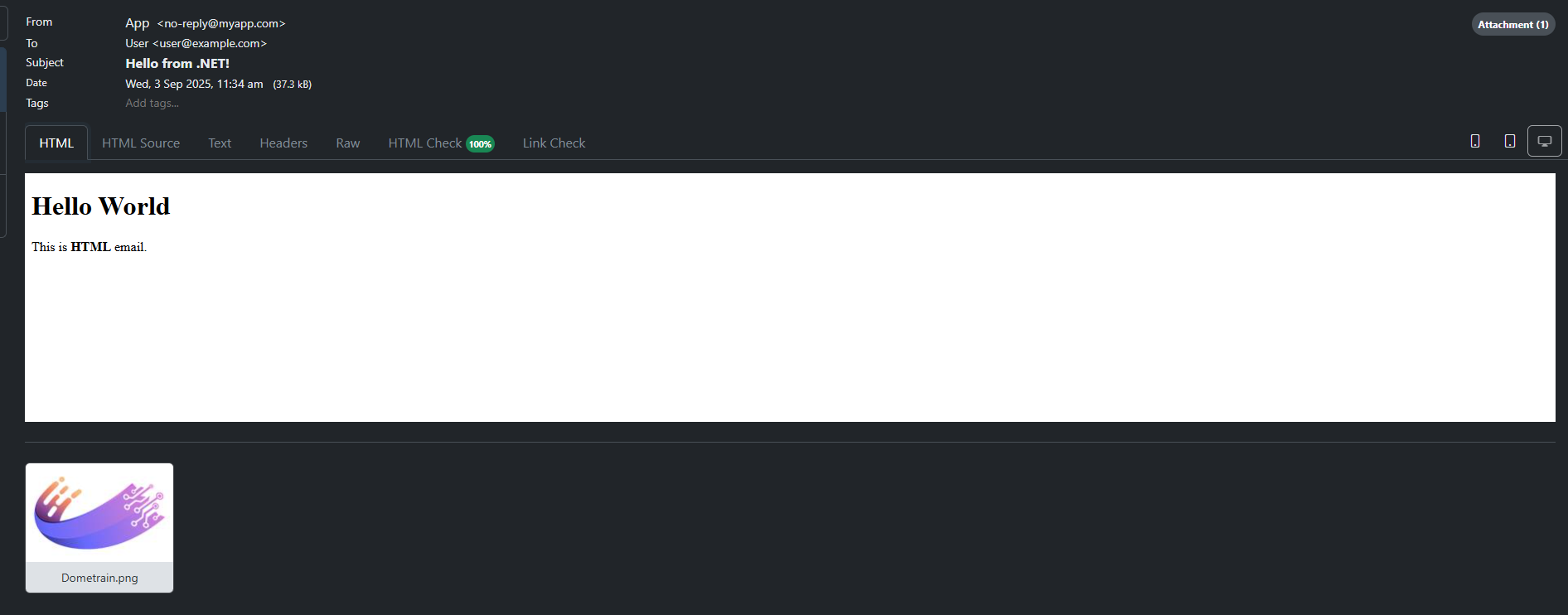 Screenshot of MailPit