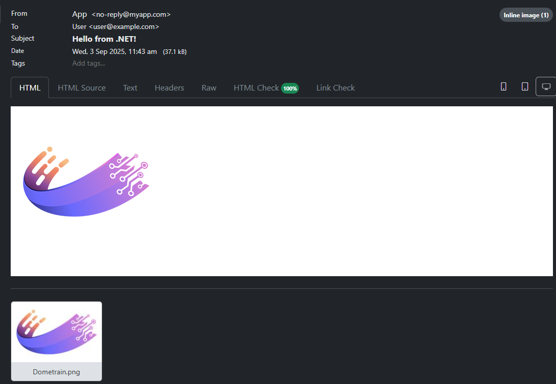 Screenshot of MailPit