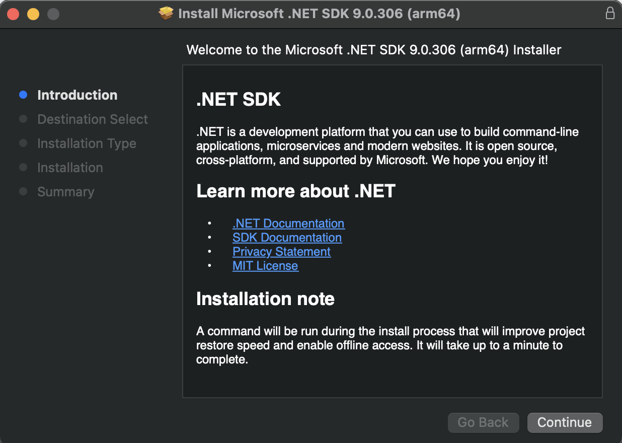 macOS .NET installer