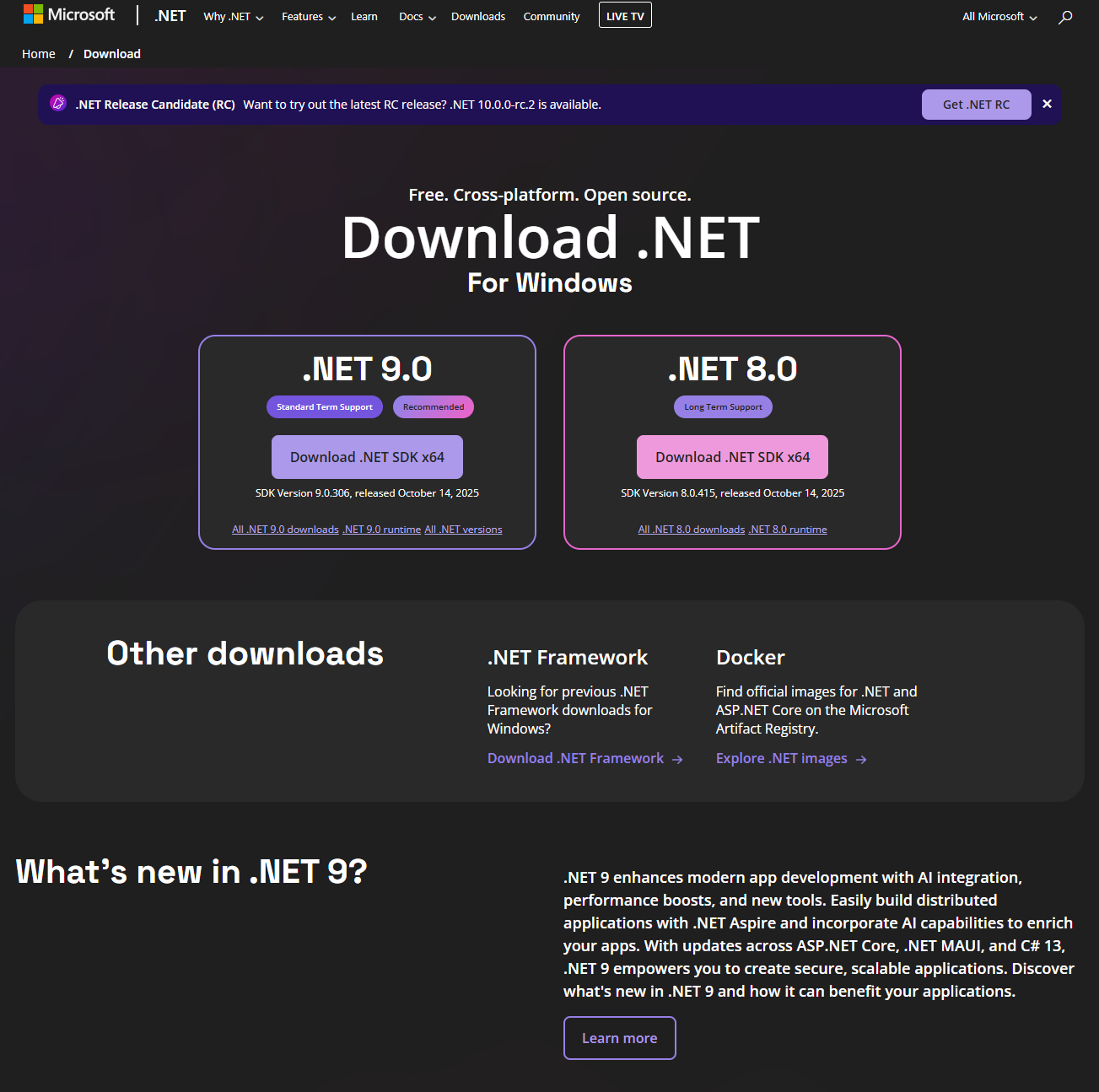 .NET Download Page